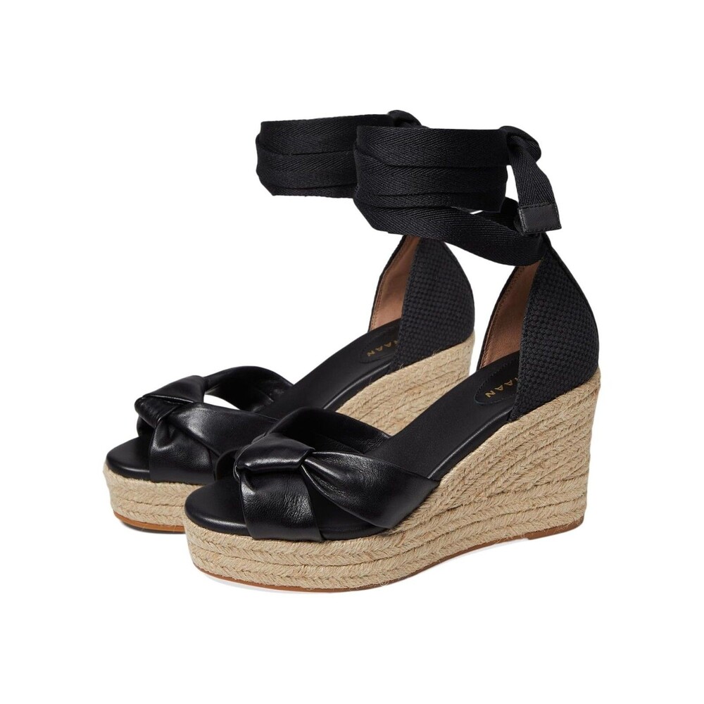 Cole Haan Black Espadrille Wedge Sandals